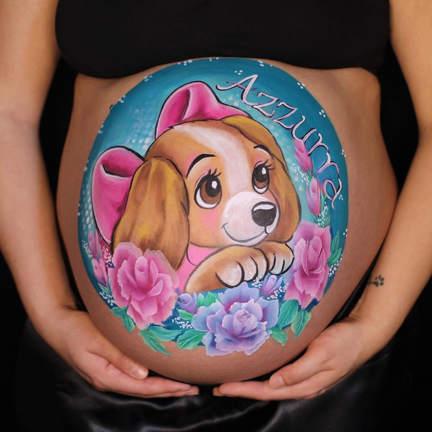 Body painting pancione cagnolino Azzurra